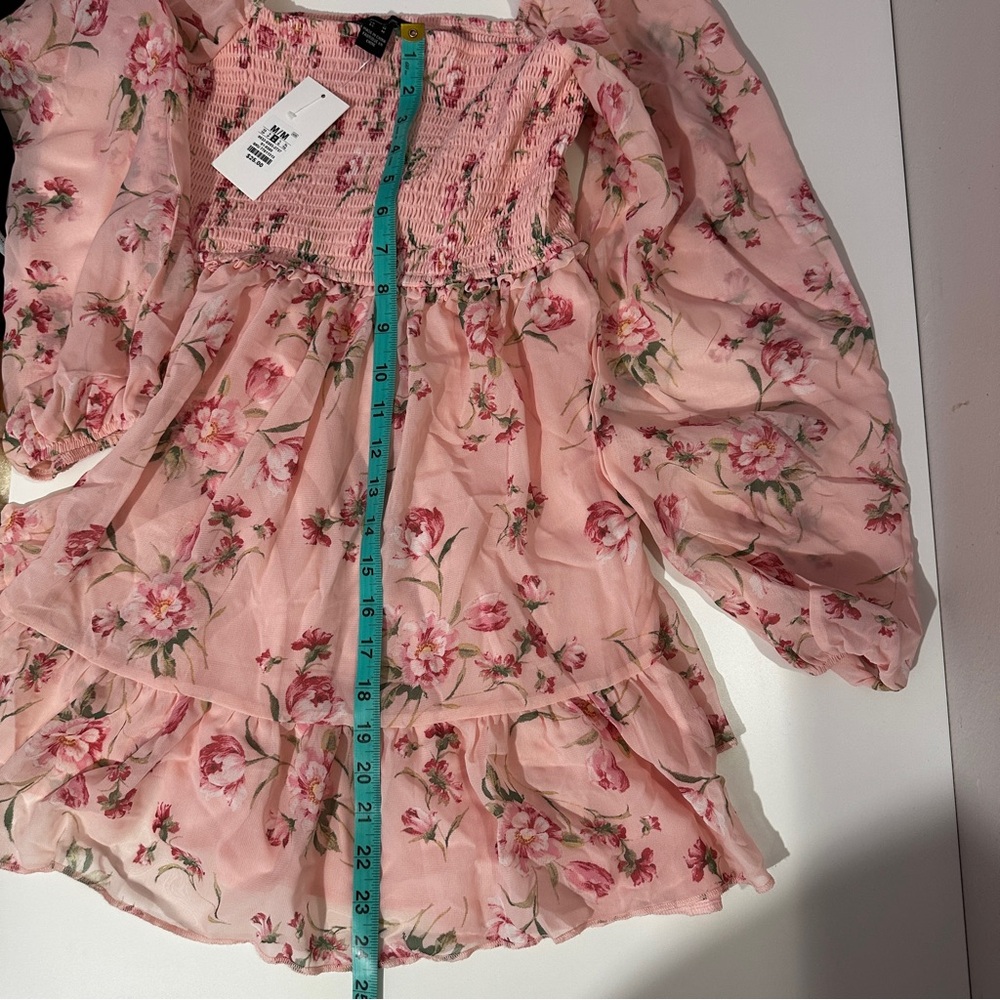 Floral Printed Smocked Ruched Mini Dress - Picture 3 of 10